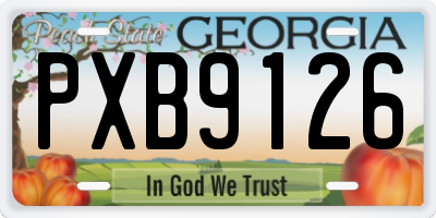 GA license plate PXB9126