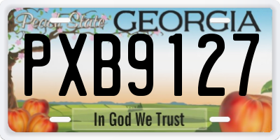 GA license plate PXB9127