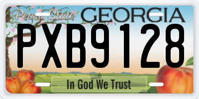 GA license plate PXB9128