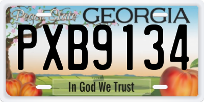 GA license plate PXB9134