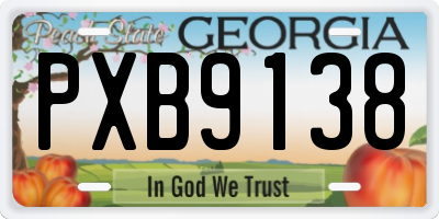 GA license plate PXB9138