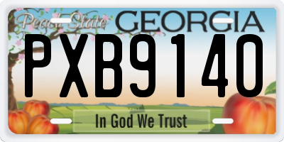 GA license plate PXB9140