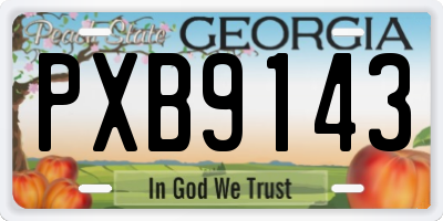 GA license plate PXB9143