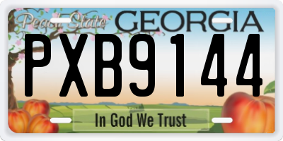 GA license plate PXB9144