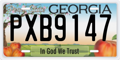 GA license plate PXB9147