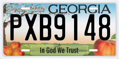 GA license plate PXB9148