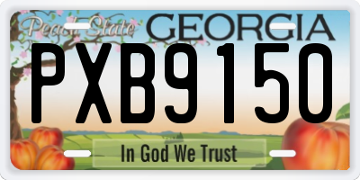 GA license plate PXB9150