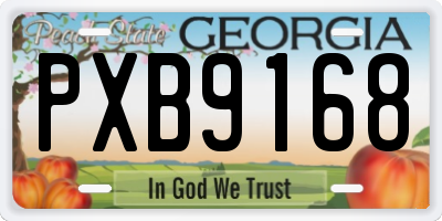 GA license plate PXB9168