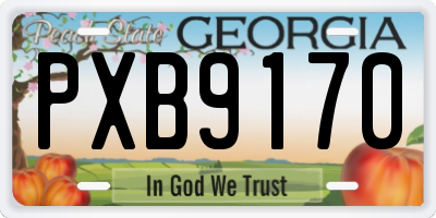GA license plate PXB9170