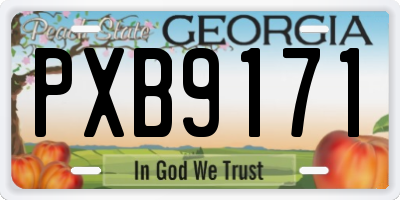 GA license plate PXB9171