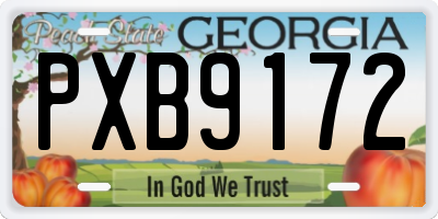 GA license plate PXB9172