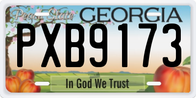 GA license plate PXB9173