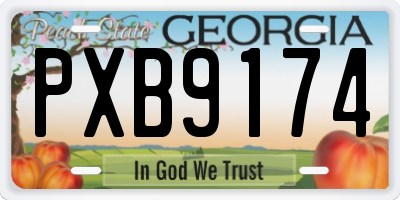 GA license plate PXB9174