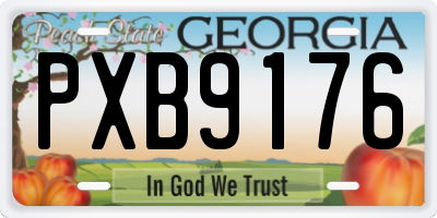 GA license plate PXB9176