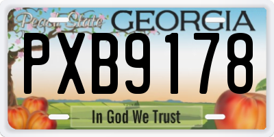 GA license plate PXB9178
