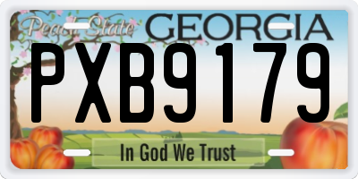 GA license plate PXB9179