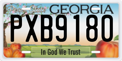 GA license plate PXB9180
