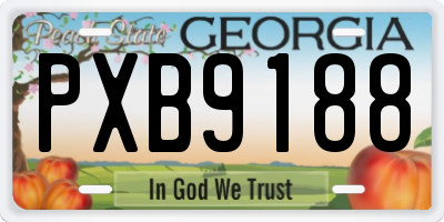 GA license plate PXB9188