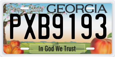 GA license plate PXB9193