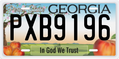GA license plate PXB9196