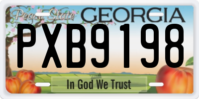 GA license plate PXB9198