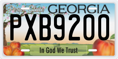 GA license plate PXB9200