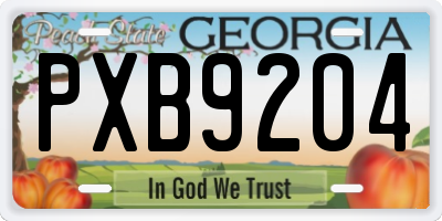 GA license plate PXB9204