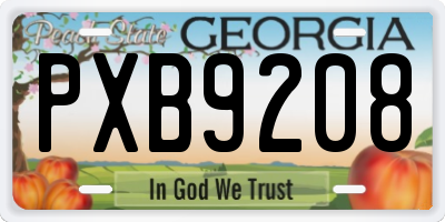 GA license plate PXB9208