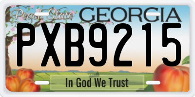 GA license plate PXB9215