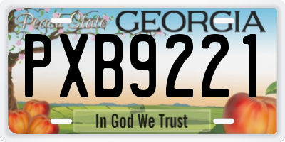 GA license plate PXB9221