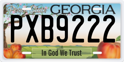 GA license plate PXB9222