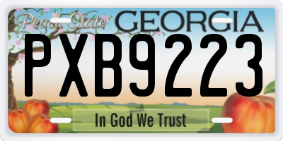 GA license plate PXB9223