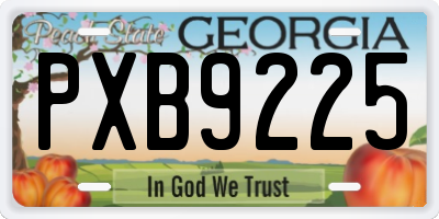 GA license plate PXB9225