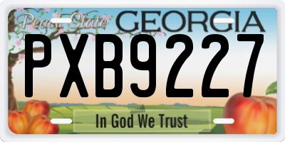GA license plate PXB9227