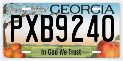 GA license plate PXB9240