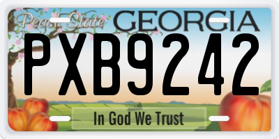 GA license plate PXB9242