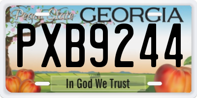 GA license plate PXB9244