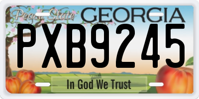GA license plate PXB9245