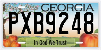 GA license plate PXB9248