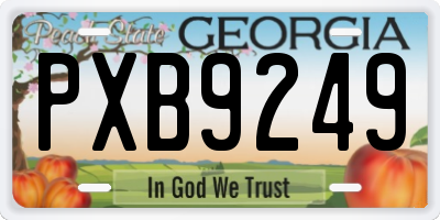 GA license plate PXB9249