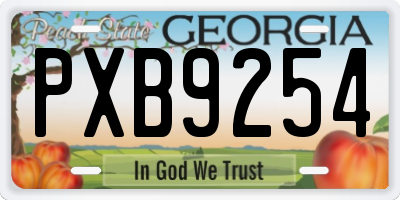 GA license plate PXB9254