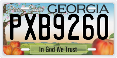 GA license plate PXB9260