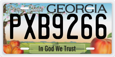 GA license plate PXB9266