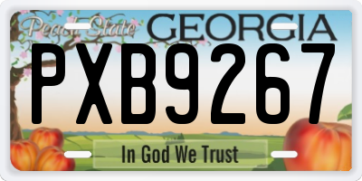 GA license plate PXB9267