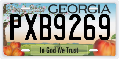 GA license plate PXB9269