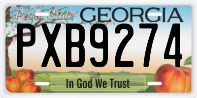 GA license plate PXB9274
