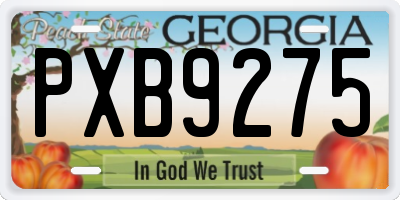 GA license plate PXB9275
