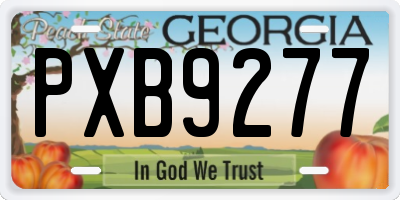GA license plate PXB9277
