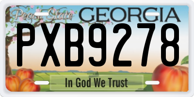 GA license plate PXB9278