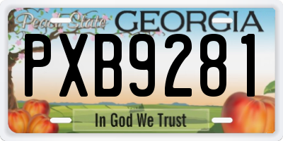 GA license plate PXB9281
